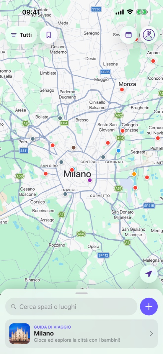 La mappa dell'app Spazi La Tela